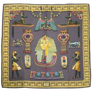 HERMES Authentic Gray Silk Scarf